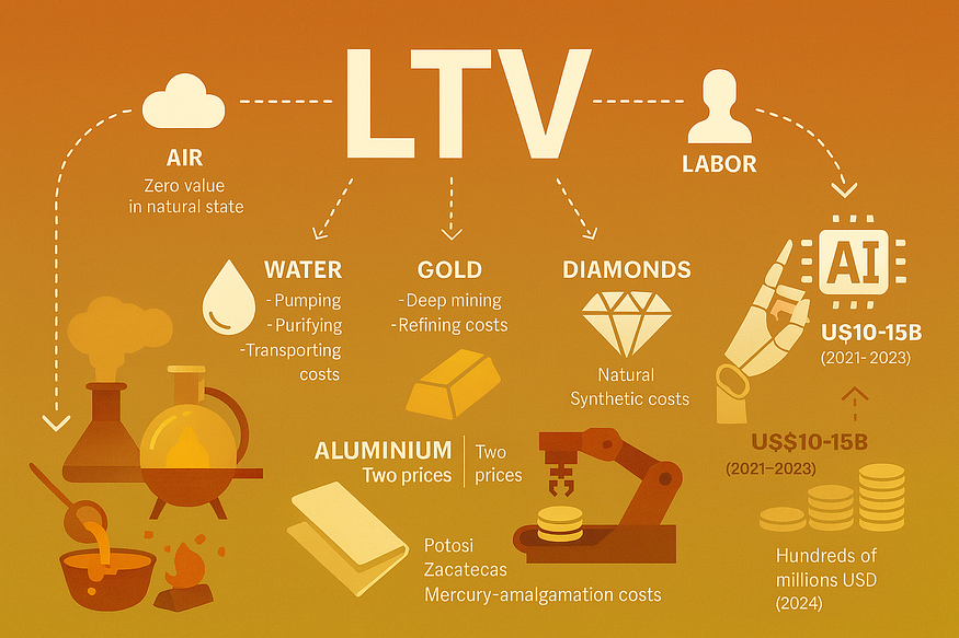 Air, Water, Gold, Aluminium, Silver, Diamonds, and AI: LTV