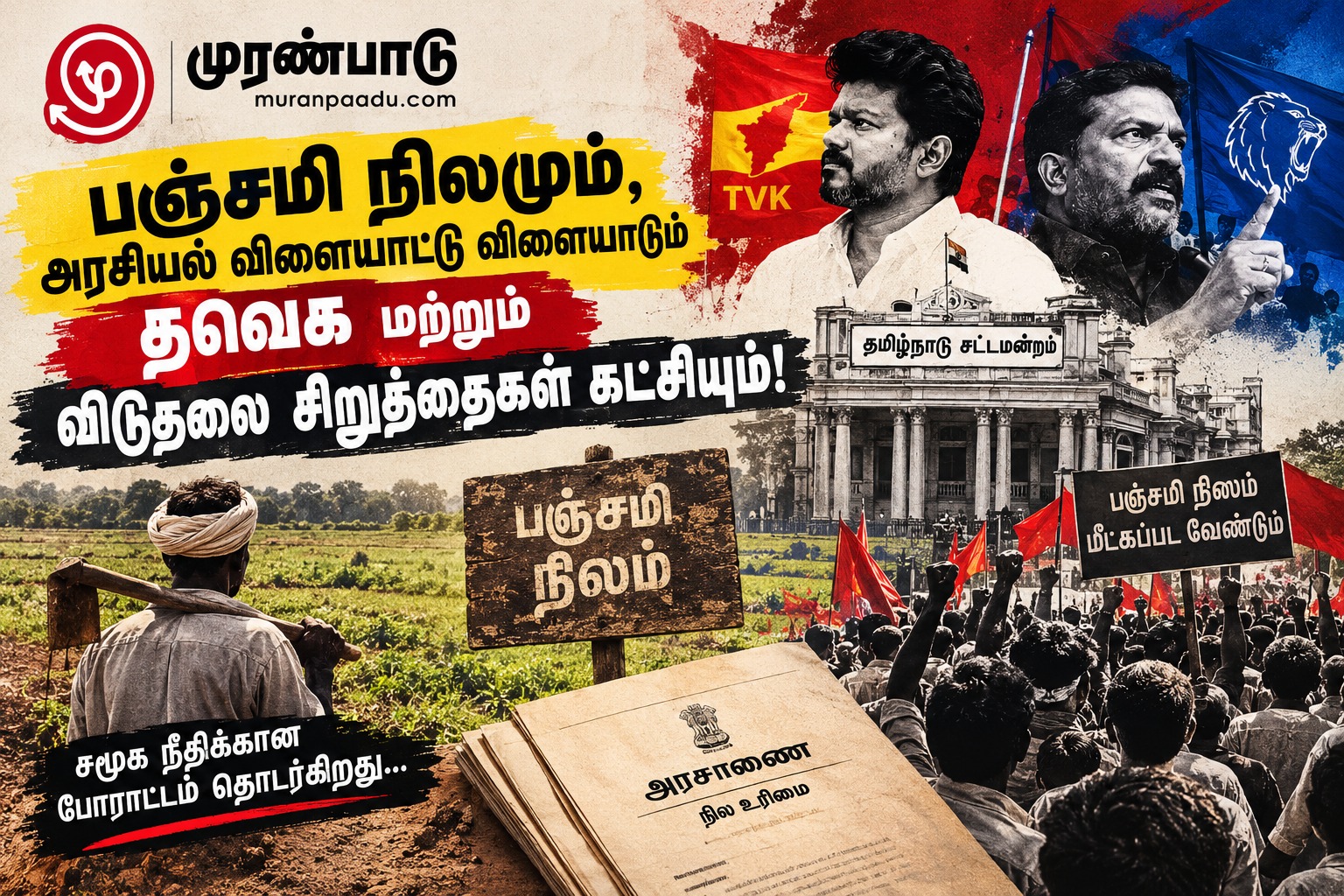 பஞ்சமி நிலமும்,அரசியல் விளையாட்டு விளையாடும் தவெக மற்றும் விடுதலை சிறுத்தைகள் கட்சியும்: