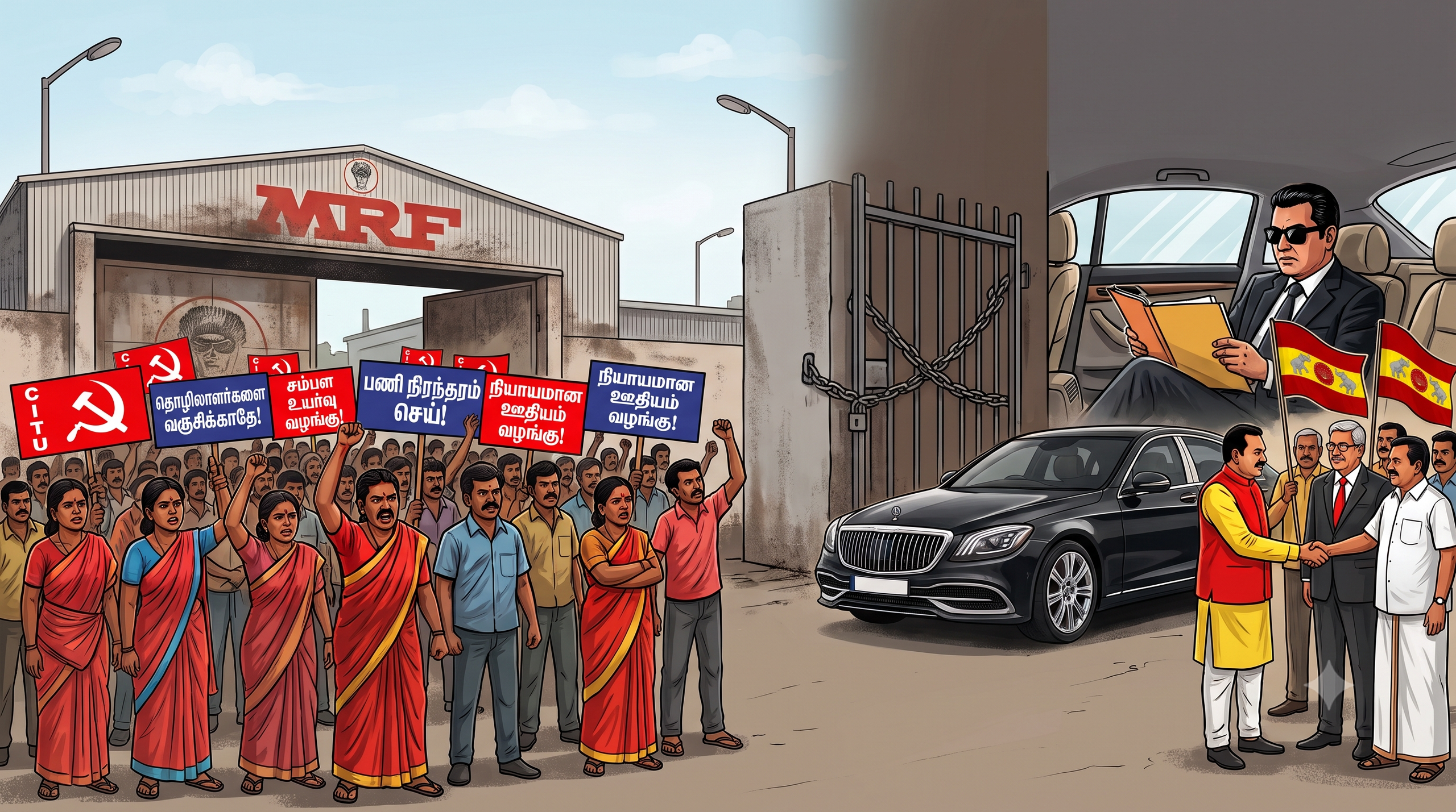 எம்.ஆர்.எஃப்ன் தொழிலாளர் விரோத போக்கும் தவெக அரசின் முதலாளித்துவ சார்பும்